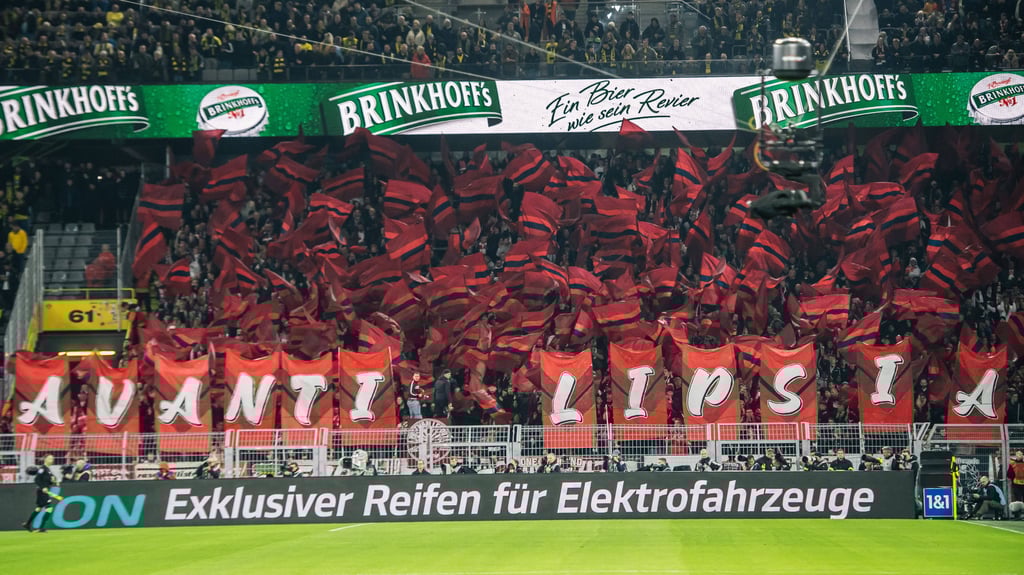 Der RB-Fanblock in Dortmund.