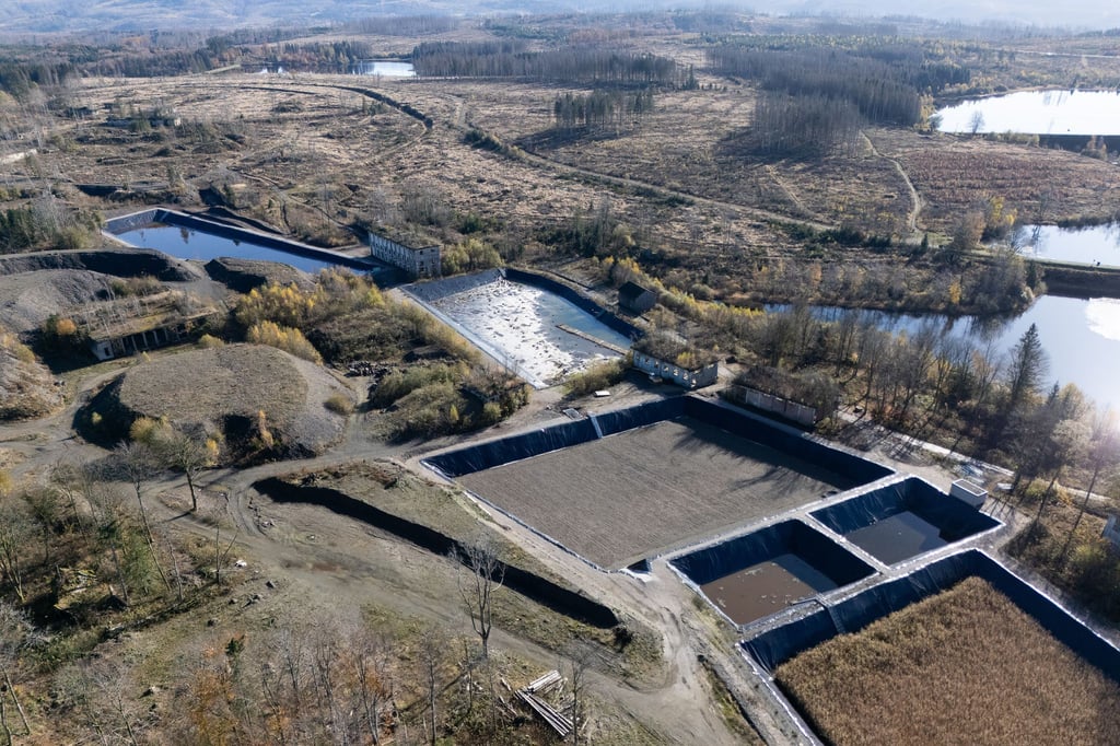 Regenwasser wird über mehrere Becken geleitet und dort gefiltert.