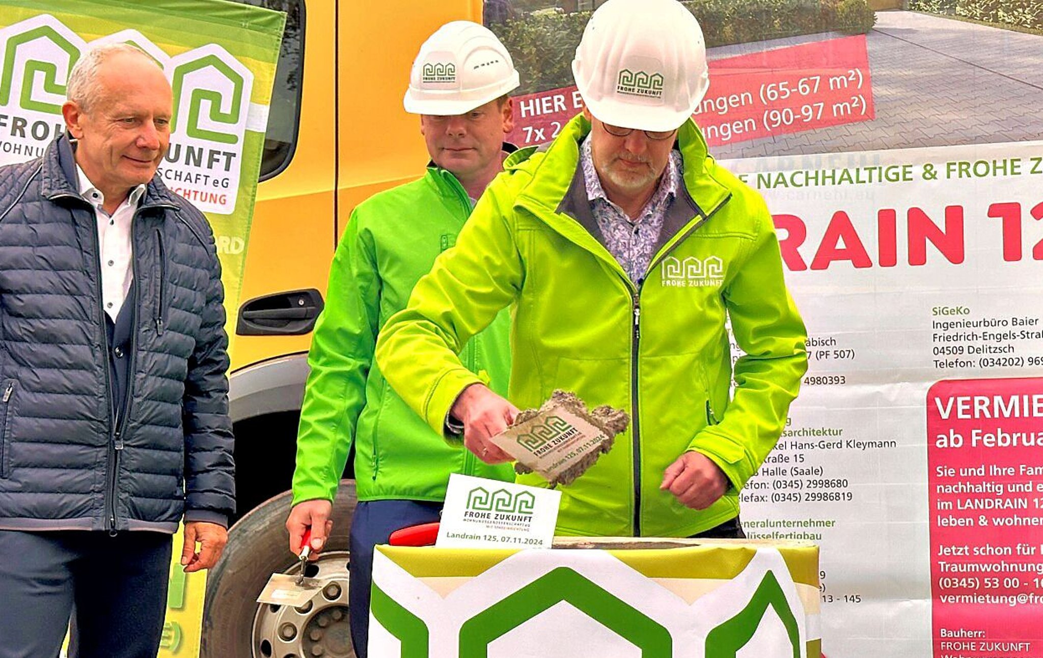 Bürgerärger bei Grundsteinlegung in Halle Neubau in der Frohen Zukunft