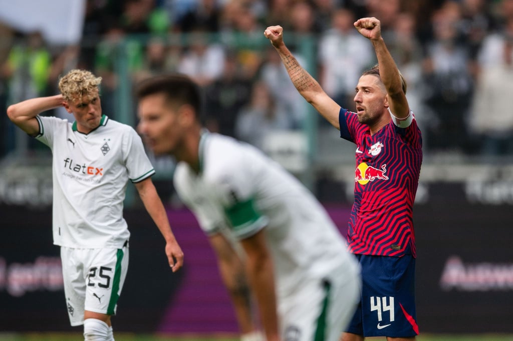 Kevin Kampl jubelt über den Leipziger Sieg in Gladbach in der vergangenen Saison.