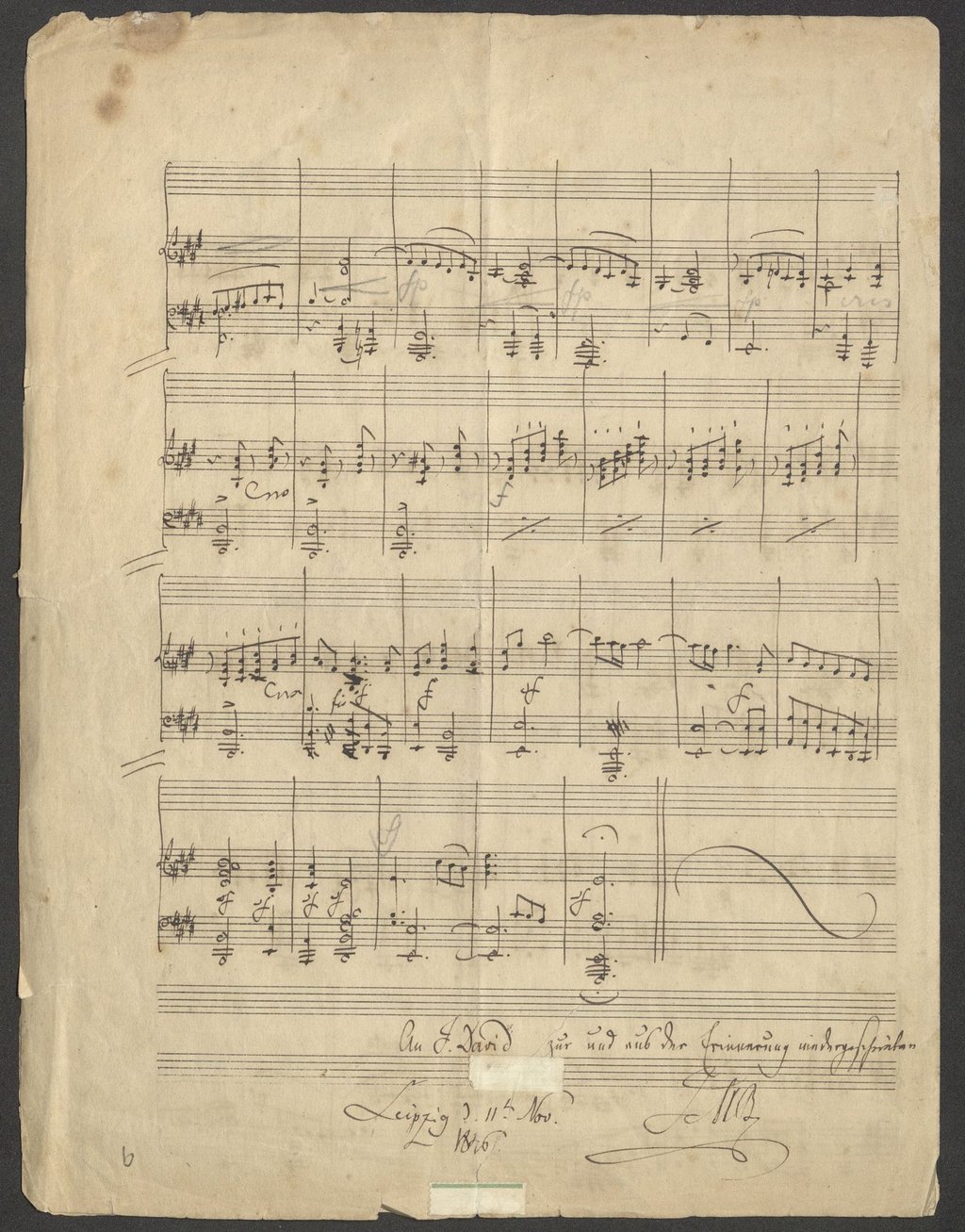 Das Bach-Archiv hat eine Originalkomposition von Felix Mendelssohn Bartholdy erworben.