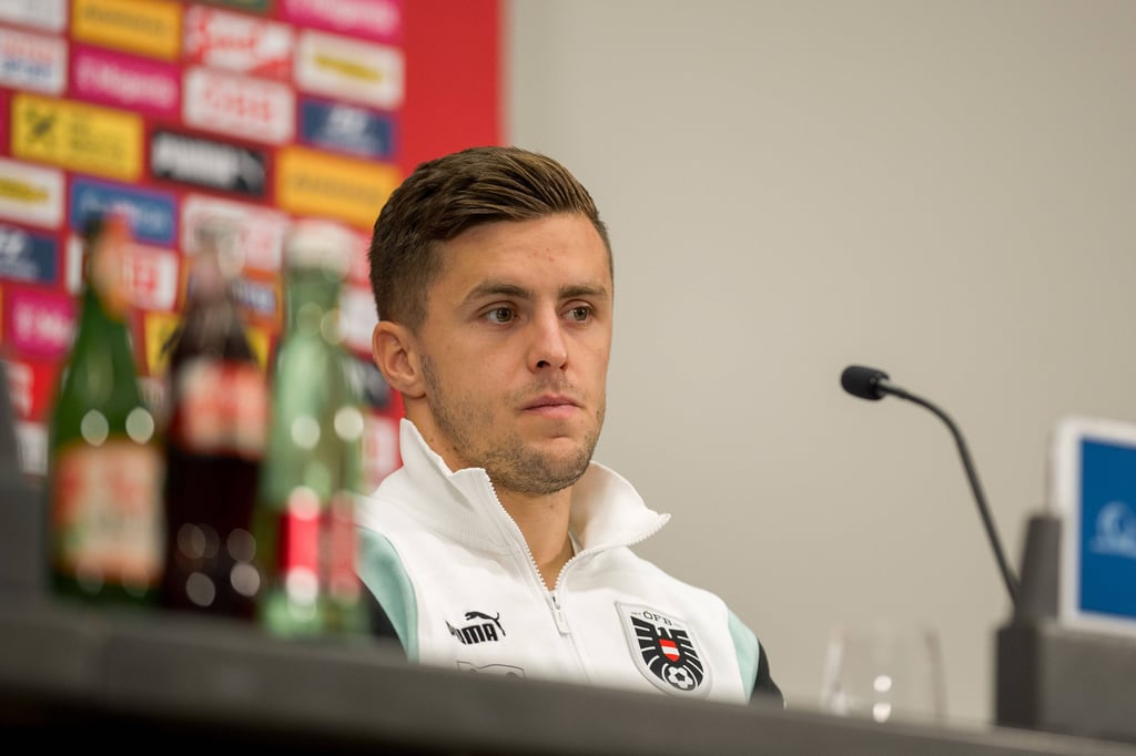 Christoph Baumgartner auf der Pressekonferenz des ÖFB.