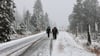 Schnee in Sachsen-Anhalt: Die Kreisstraße am Brocken gleicht einer Winterlandschaft.