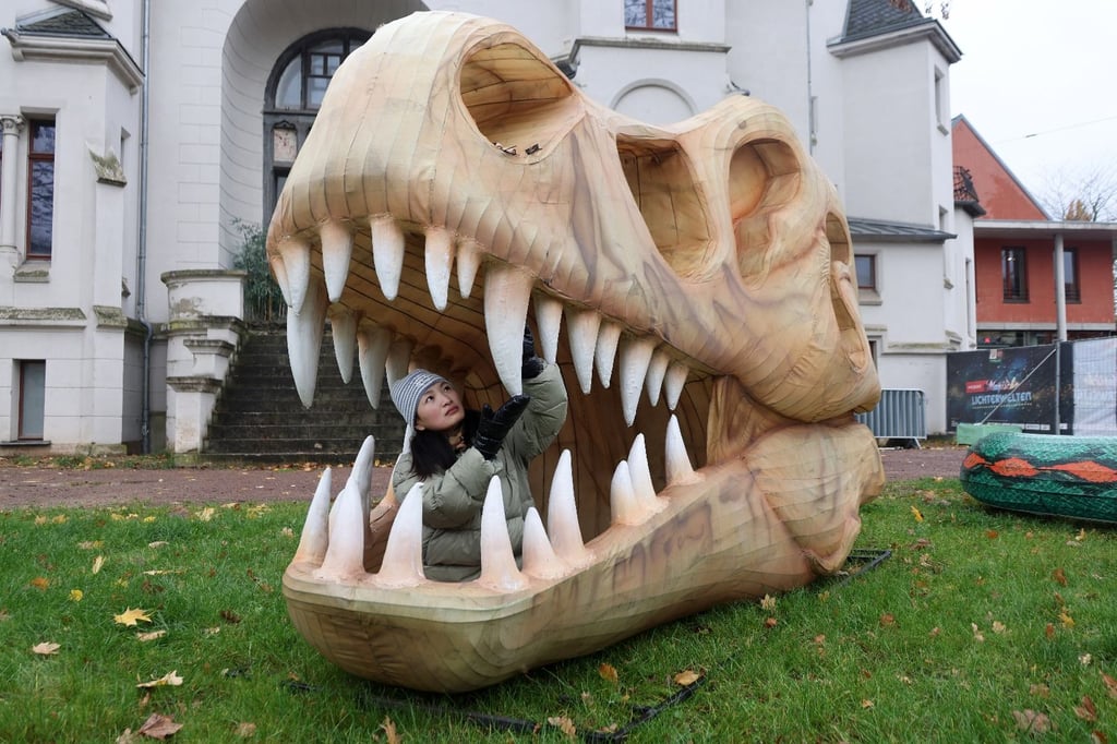 Die ersten Exponate für die Magischen Lichterwelten im Bergzoo Halle sind nach langer Reise aus China in Halle eingetroffen.