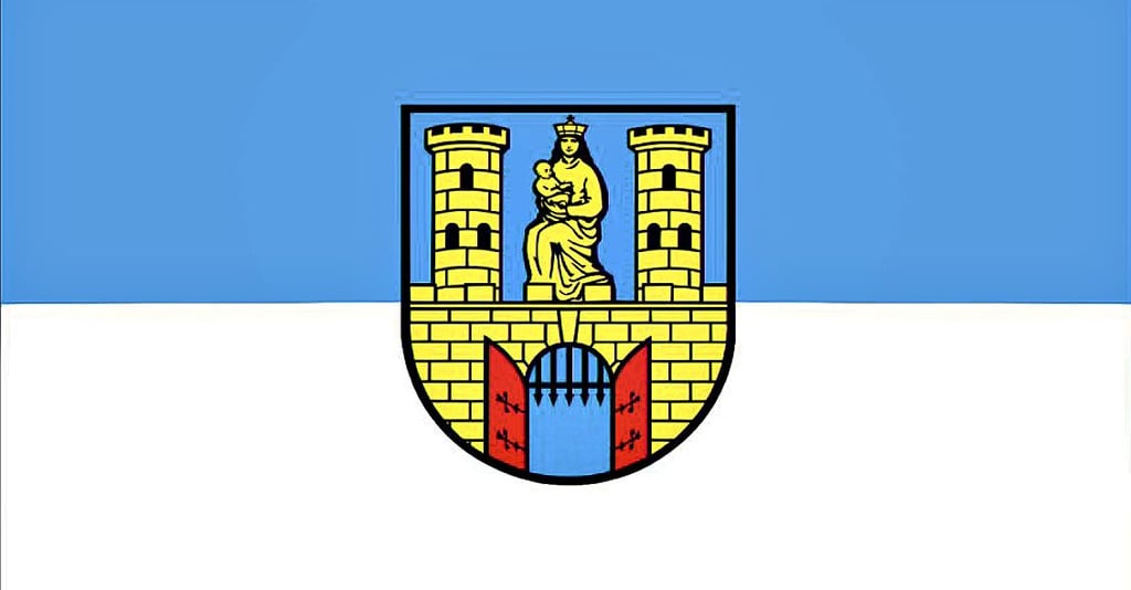 Das Burger Wappen mit Flagge.