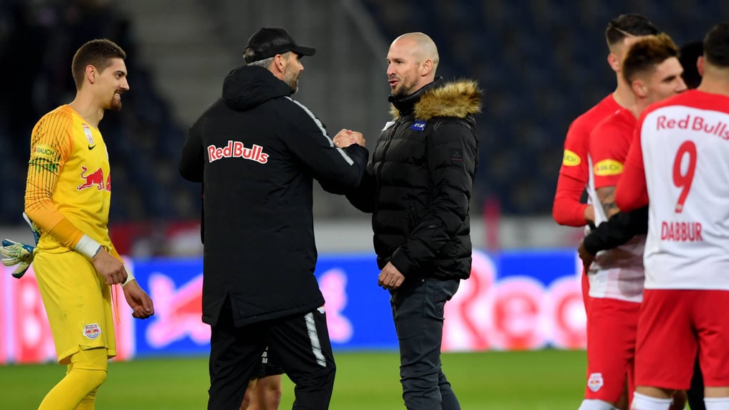 Marco Rose, ehemals Salzburg, und Christian Ilzer (M), ehemals Wolfsberger AC kennen sich aus Österreich.