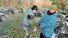 John und Anton (von links)  aus Rotha packten tüchtig mit an. Wie immer wurden die Weihnachtsbäume in Horla geholt.  