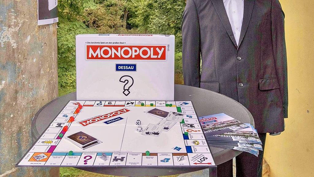 Das Maskottchen des Dessauer Monopolyspiels.