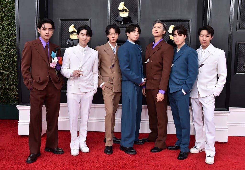 Die Boyband BTS bei den Grammys vor zwei Jahren: Sänger V (ganz links) hat nun Solo eine neue Single veröffentlicht.