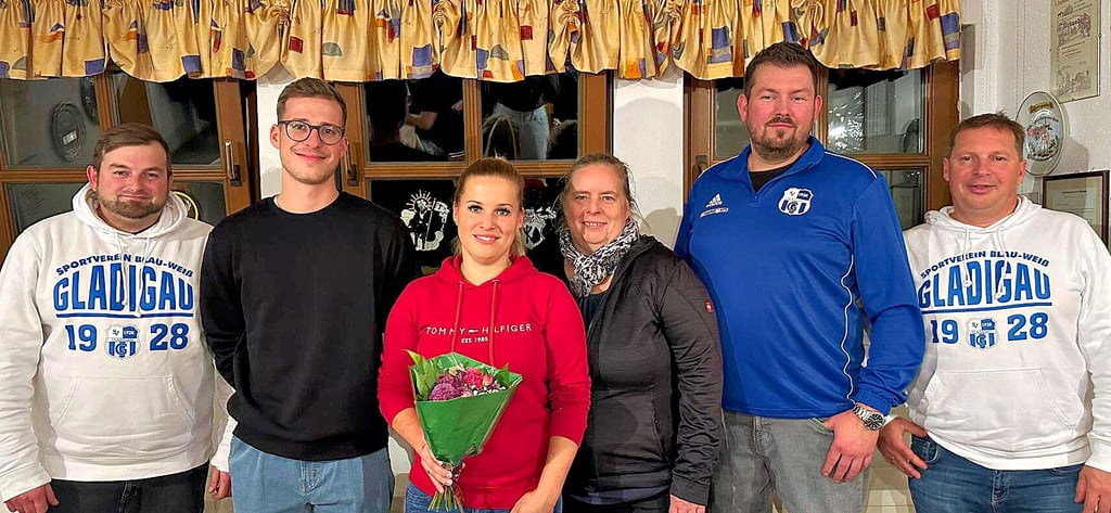 Der neue Vorstand des SV Blau-Weiß Gladigau: Tommy Bombik (von links), Niclas Dirk, Anja Fenzl, Anke Reisener, Thomas Sachse und Torsten Dirk.