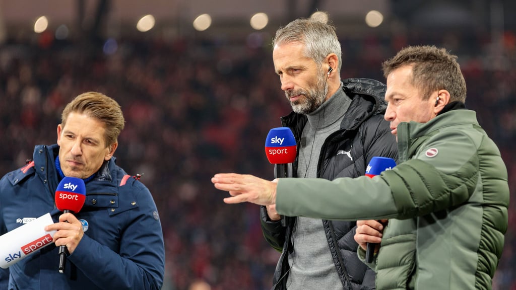 RB-Trainer Marco Rose und Sky-Experte Lothar Matthäus.