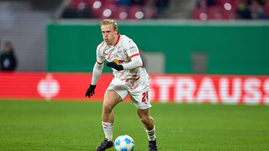 Xaver Schlager im Spiel zwischen RB Leipzig und Eintracht Frankfurt.