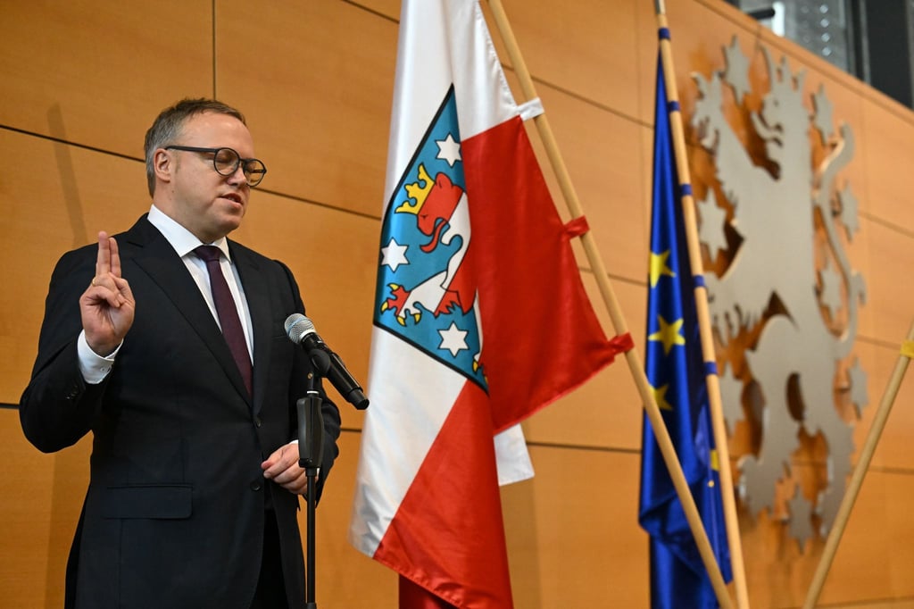 Mario Voigt bei seiner Vereidigung zum neuen Ministerpräsidenten von Thüringen.