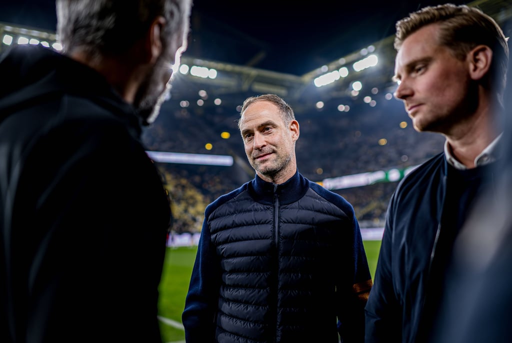 Oliver Mintzlaff (Mitte), Florian Plenge (re.) und Marco Rose (li).