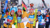 Die deutschen Skijägerinnen gewinnen die Staffel in Hochfilzen.