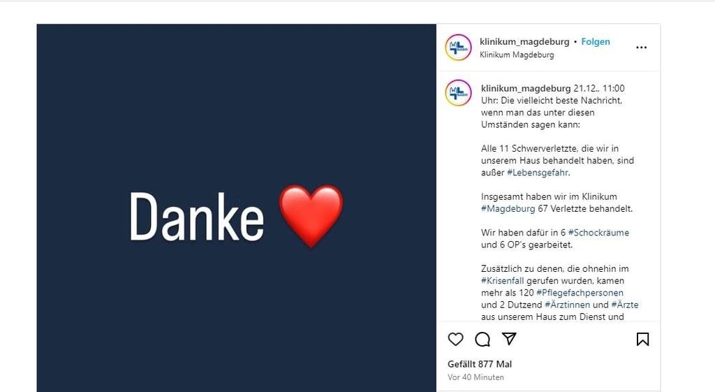 Im Klinikum Magdeburg wurden insgesamt 67 Verletzte behandelt.