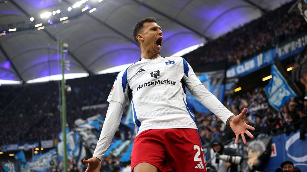 Davie Selke bejubelt eines seiner zehn Saisontore für den HSV.