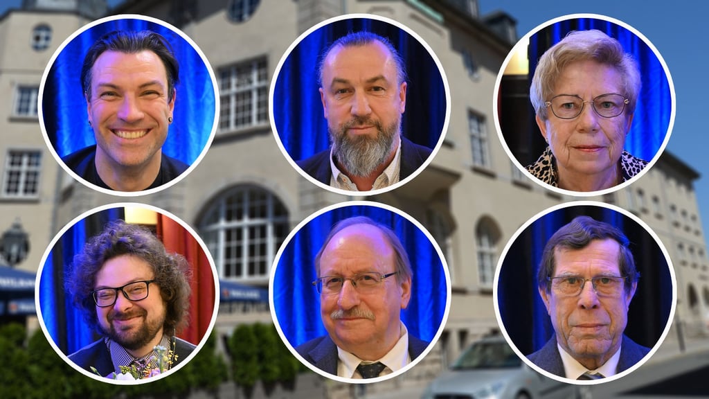 Die diesjährigen Preisträger der Stadt Ascherslenen: Die Kaffeemänner Thomas Schatz und Dominik Rider (li.), die AGW (Mike Eley) und Frank Reisberg (Mitte) sowie Sonja und Karl-Heinz Backmann (re.).
