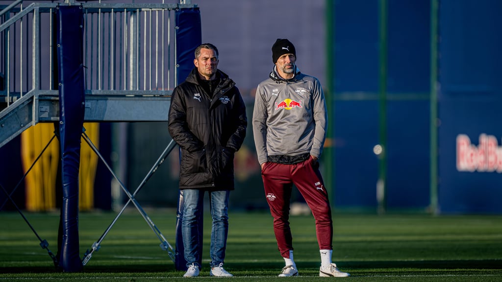 RB-Sportgeschäftsführer Marcel Schäfer und RB-Trainer Marco Rose