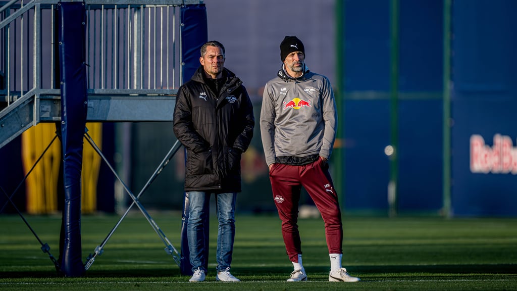 RB-Sportgeschäftsführer Marcel Schäfer und RB-Trainer Marco Rose