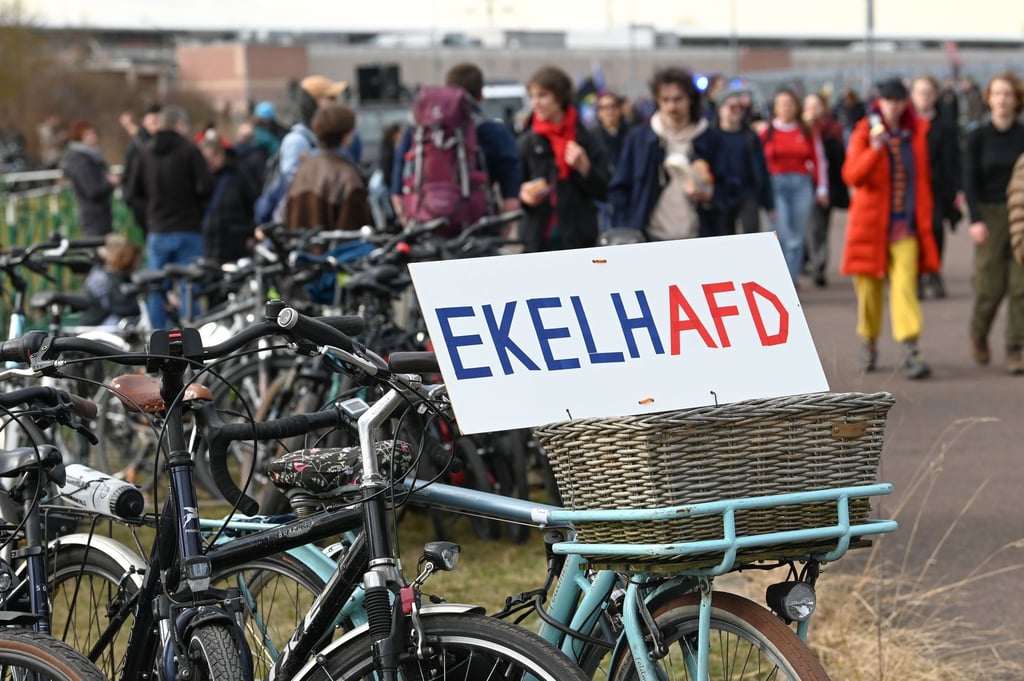 Rund 9.100 Menschen demonstrierten gegen die AfD in Halle (Saale).