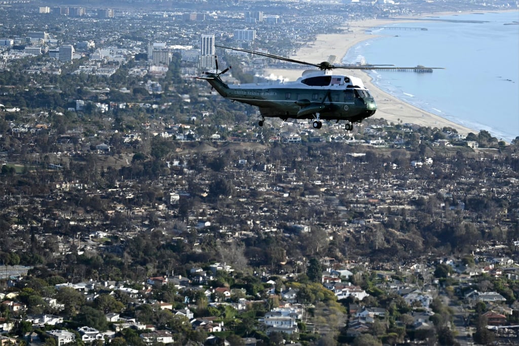 Nach dem Überflug über die Brandgebiete zeigte sich Trump schockiert.