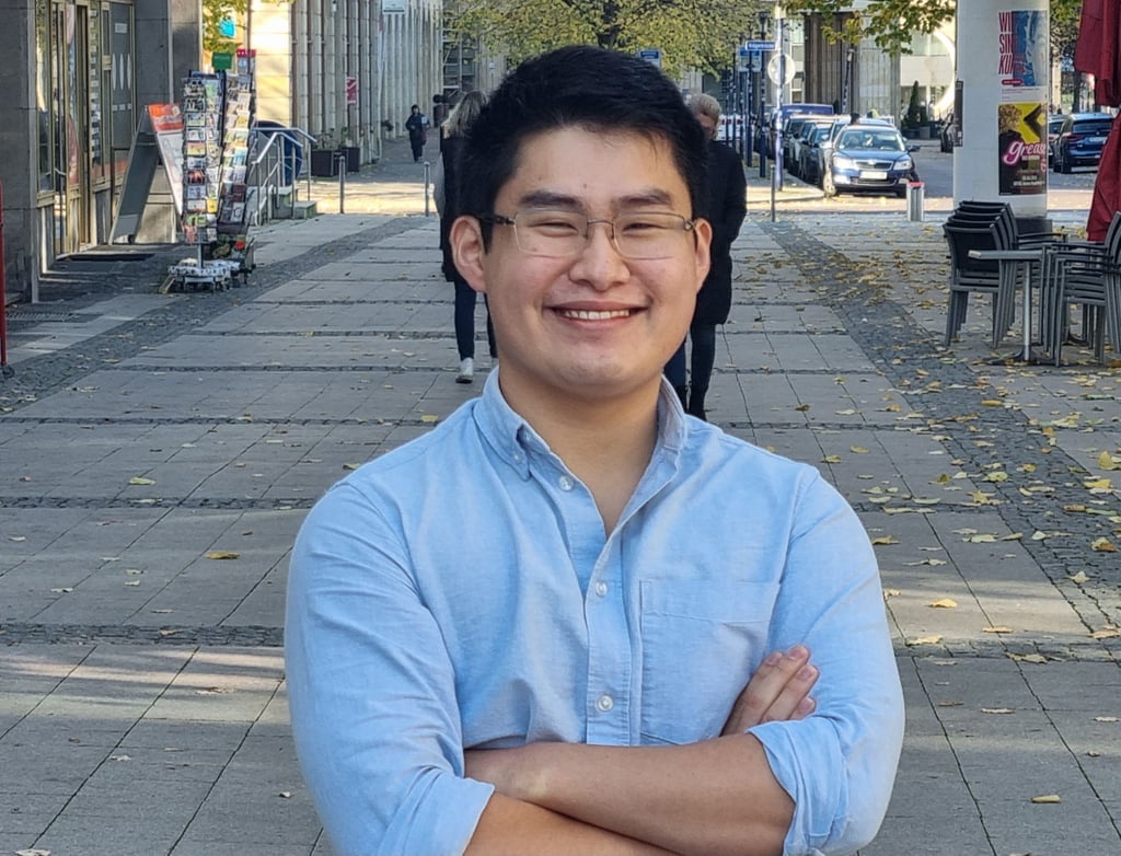 Von Trumps Tempo nicht überrascht: Jacob Camden aus dem US-Bundesstaat Lousiana in Magdeburg