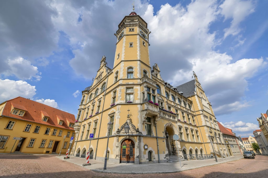 Blick auf das Rathaus in Köthen.