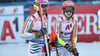 Linus Straßer (l.) und Lena Dürr schieden mit dem deutschen Team im WM-Viertelfinale gegen die Schweiz aus.