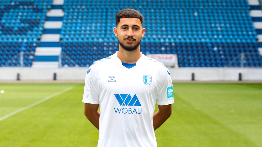 Firas Romdhane, hier 2023, noch als Torjäger im Trikot des 1. FC Magdeburg II.