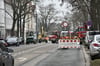 Blick auf die Sperrung in Alt Fermersleben. Diese betrifft den Bereich zwischen Felgeleber Straße und Friedrich-List-Straße. 