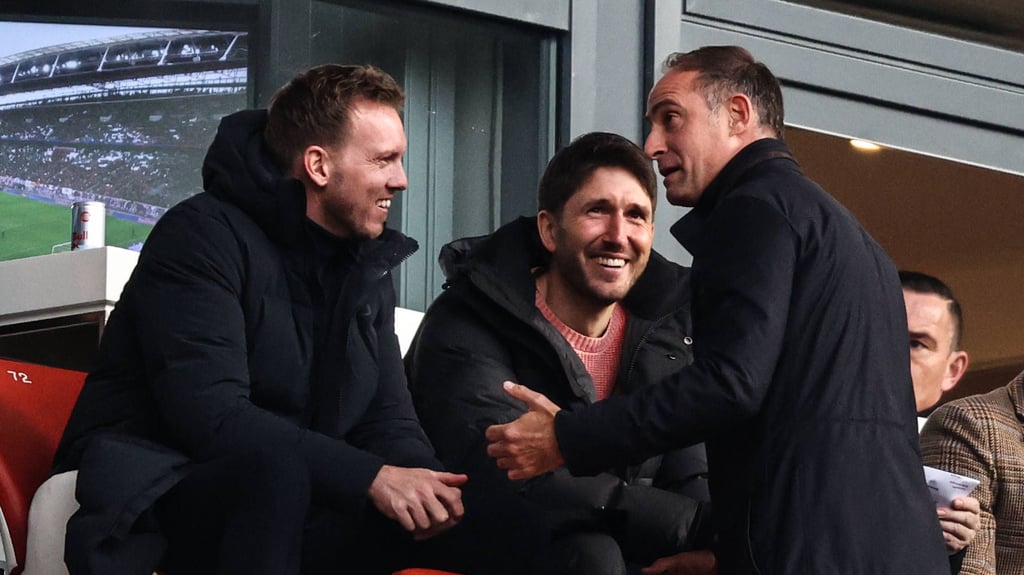 „Der beste Trainer, den ich erlebt habe”: Oliver Mintzlaff und Julian Nagelsmann beim Wiedersehen in Leipzig im Januar.