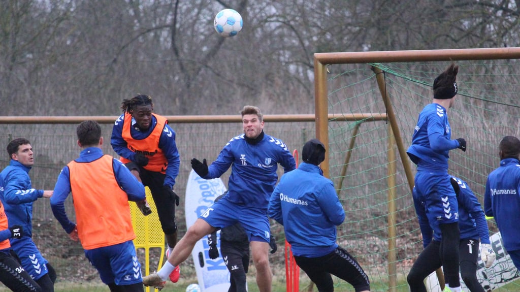 Die Spieler vom 1. FC Magdeburg beim Training am Donnerstag vor dem Spiel gegen den 1. FC Nürnberg.