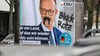 Ein beschmiertes Wahlplakat der CDU in Kreuzberg.