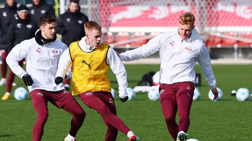 Die RB-Profis am Mittwoc im Training am Cottaweg.