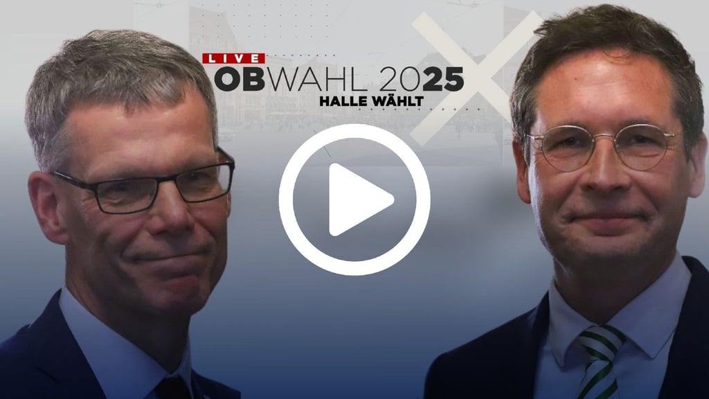 Oberbürgermeisterwahl in Halle 2025: Egbert Geier (SPD) und Alexander Vogt (parteilos) trafen am Montag zum Streitgespräch aufeinander.