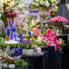 Magdeburg: Seidenblumen und echte Blumen, die durch ein spezielles Verfahren haltbar gemacht wurden, sind auf der Messe "Gartenträume" am Stand "Artelier Strandgut" zu sehen.