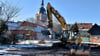 Auf dem Bauplatz in Calvörde werden die Arbeiten für das Fundament zum Mensa-Neubau vorbereitet.