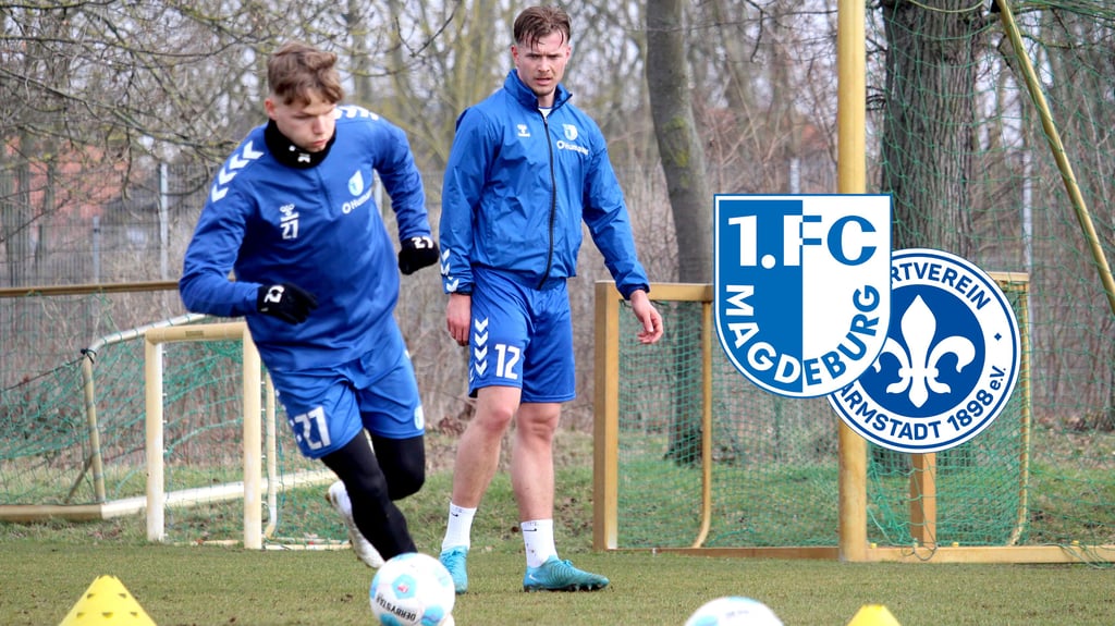 Philipp Hercher und Alexander Ahl-Holmström vom 1. FC Magdeburg - die beiden werden am Sonntag gegen den SV Darmstadt fehlen.