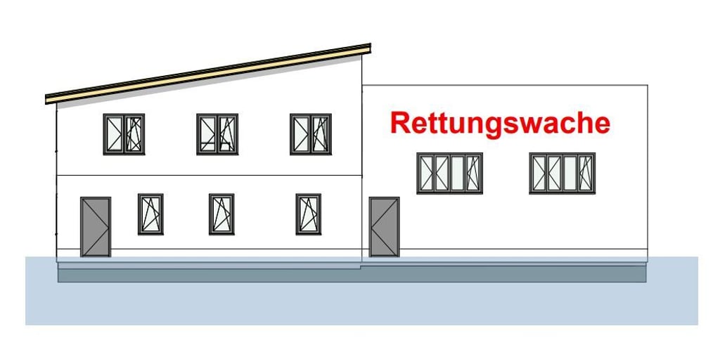 Unten Fahrzeughalle und Funktionsräume, oben Aufenthaltsbereich, Ruheräume und Büro - so soll sie aussehen, die neue Rettungswache.