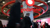 Das Vodafone-Logo am Messestand der Firma bei der Mobilfunk-Messe MWC.