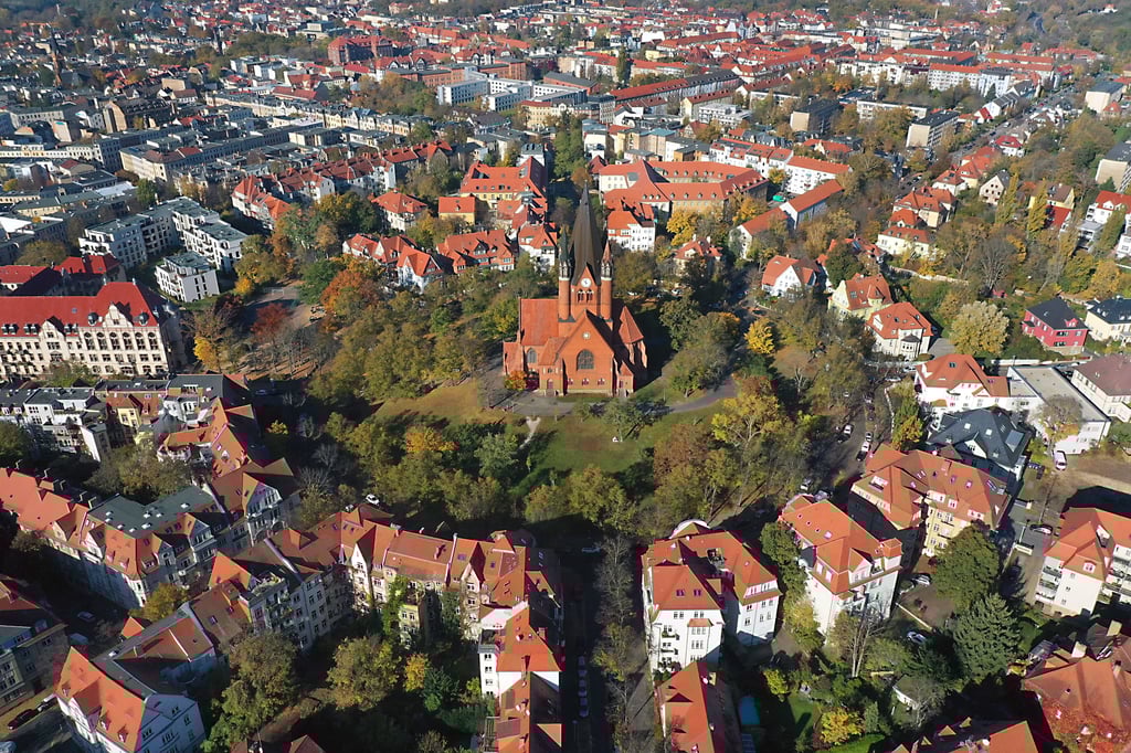 Blick über das Paulusviertel in Halle. Dort wohnen besonders viele Familien mit Kindern.
