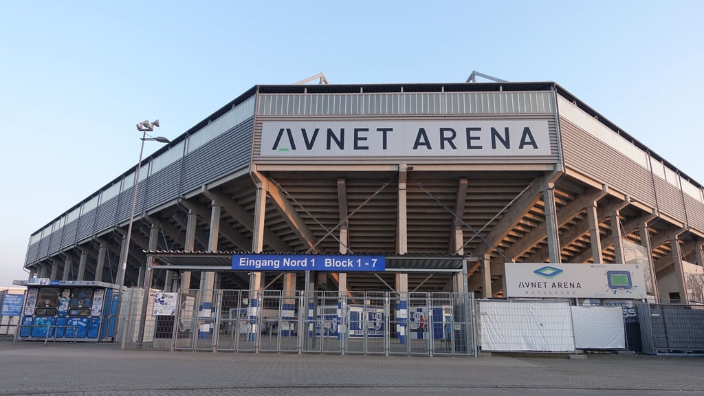 Blick auf die Avnet-Arena in Magdeburg.