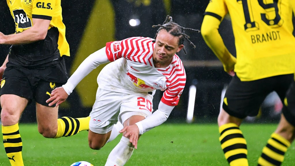 Xavi Simons in einem Spiel gegen Borussia Dortmund.