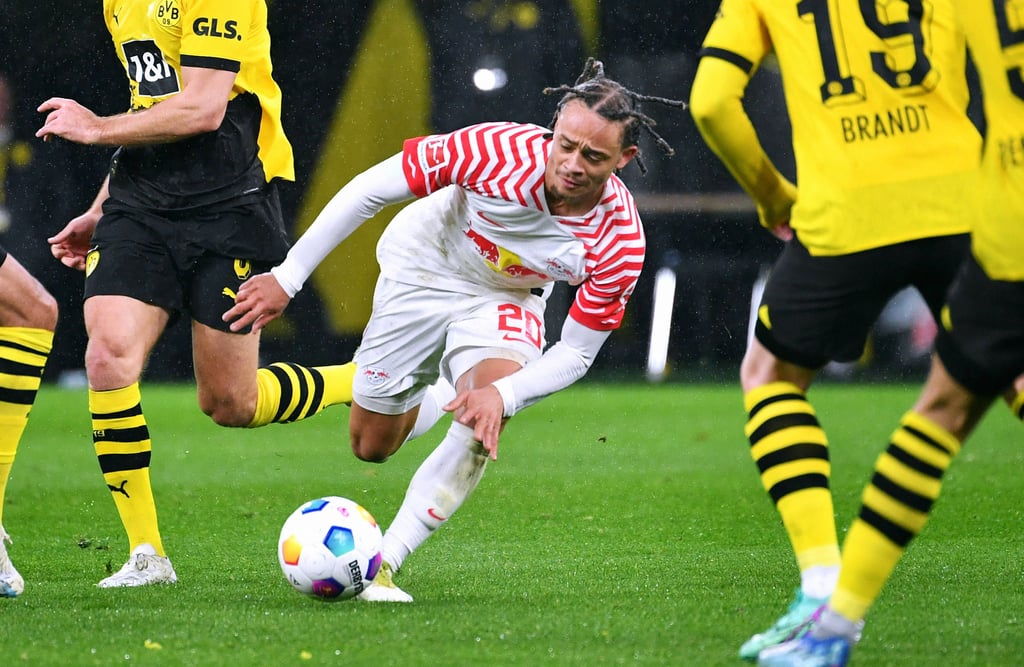 Xavi Simons in einem Spiel gegen Borussia Dortmund.