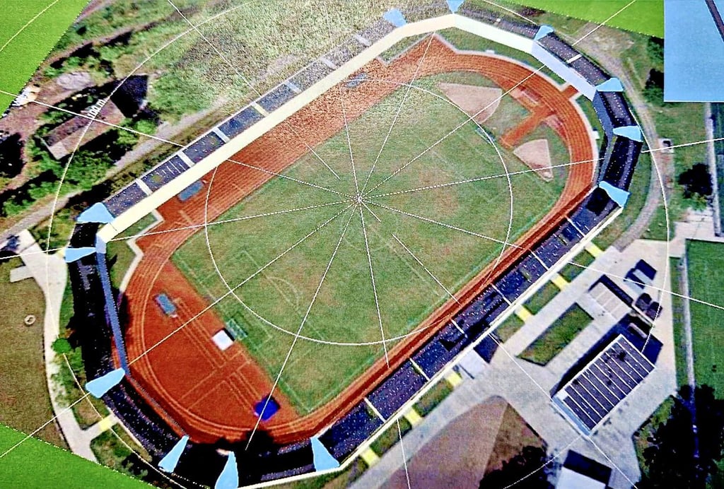 So soll die Überdachung der Tribüne des Thälmannstadions in Zeitz – mit Photovoltaikmodulen – aussehen.