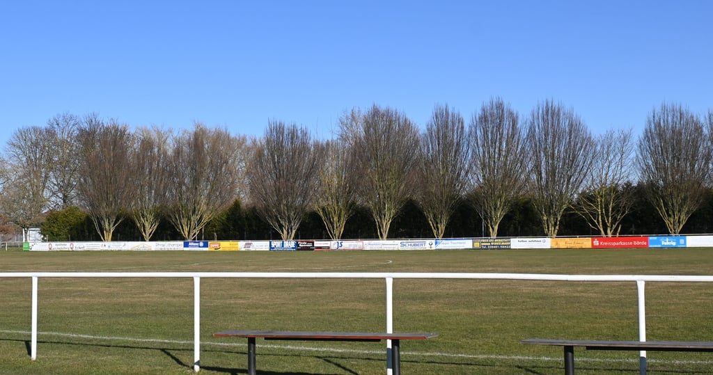 Blick auf das Fußballfeld des Sportplatzes in Wulferstedt. Hier soll eine neue Flutlichtanlage errichtet werden.