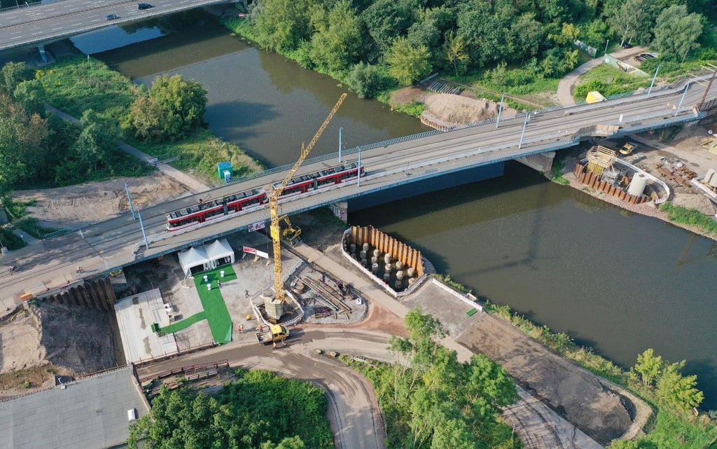 Blick auf die Baustelle bei der Elisabethbrücke.