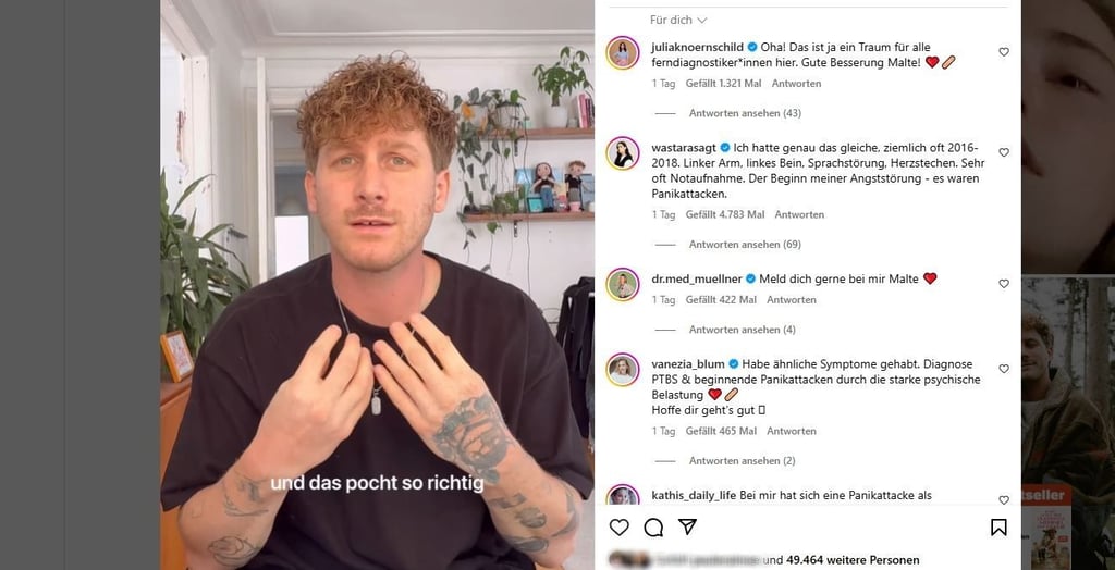 Influencer Malte Zierden musste mit Lähmungserscheinungen, Schmerzen in der Brust und Sprachstörungen ins Krankenhaus.