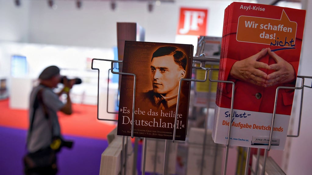 Künftig in Halle? Stand der rechten Wochzeitung „Junge Freiheit“ auf der Frankfurter Buchmesse 2018